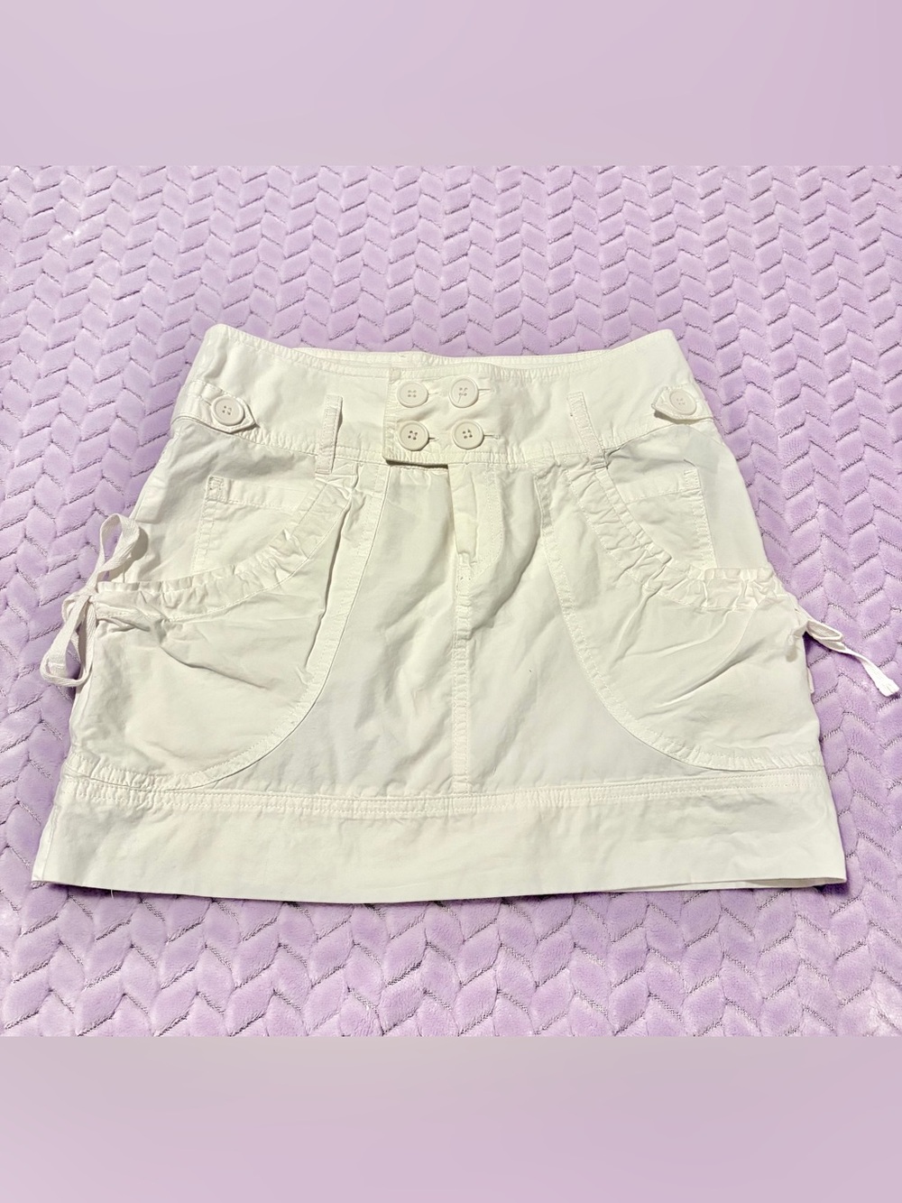 Collezione White High Waisted Cargo Button-Front Mini Skirt